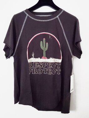 Mate The Label Black Respect Protect Short Sleeve Tee NEW WITH TAGS Small Medium